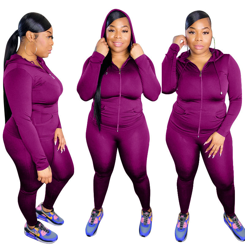 Plus Size Women two pcs set hoodies