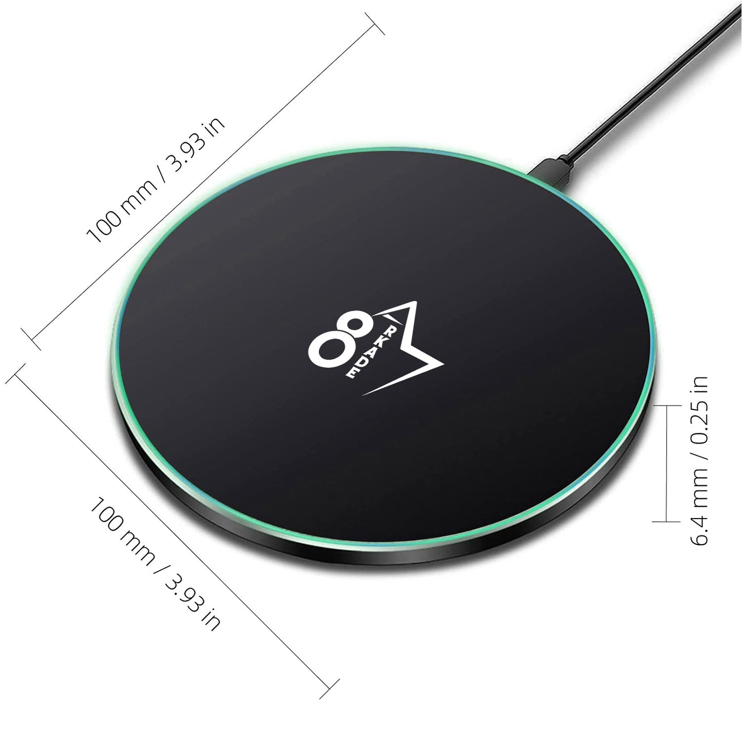 Arkade 87 W8 Wireless Charging Pad with 3.3ft Type-C USB Charging Cable