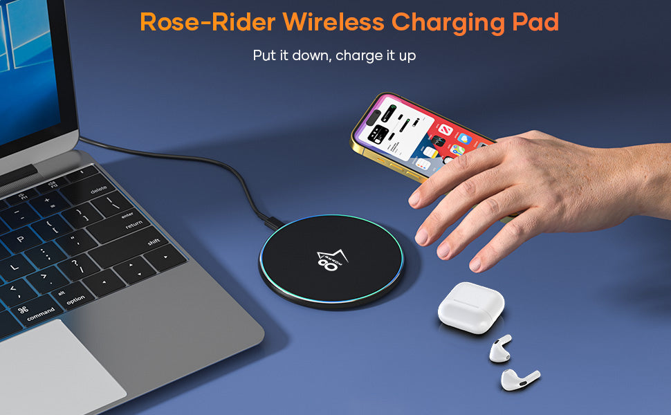 Arkade 87 W8 Wireless Charging Pad with 3.3ft Type-C USB Charging Cable