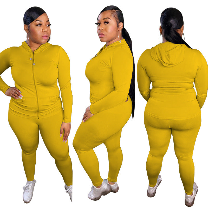 Plus Size Women two pcs set hoodies