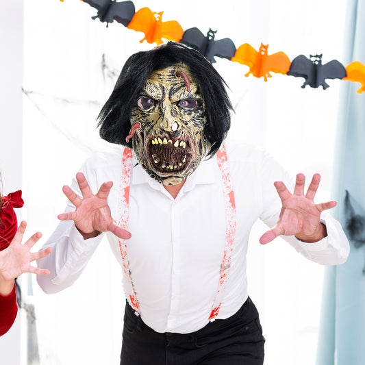 Night of the living dead Creepy Horror Worm Mask for Halloween - Perfect Scary Costume Accessory for Haunted Houses and Parties