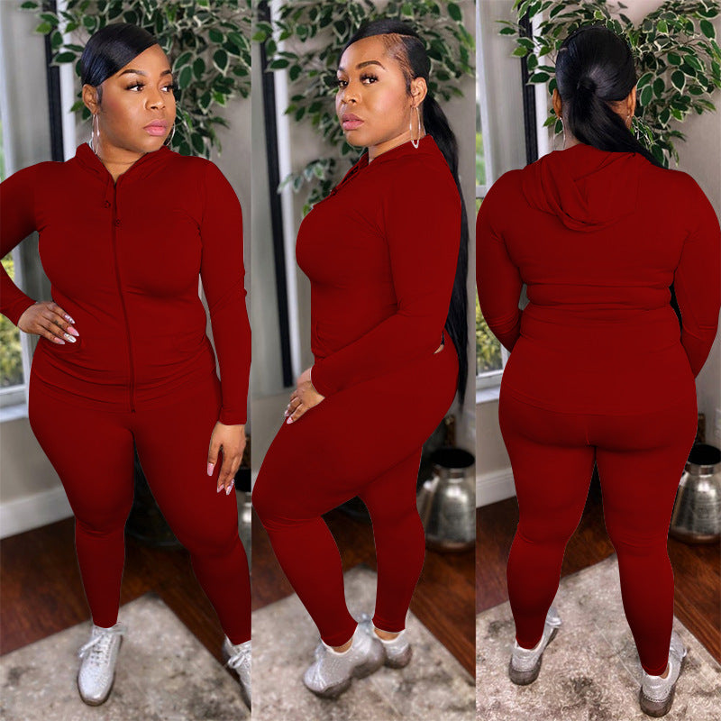 Plus Size Women two pcs set hoodies