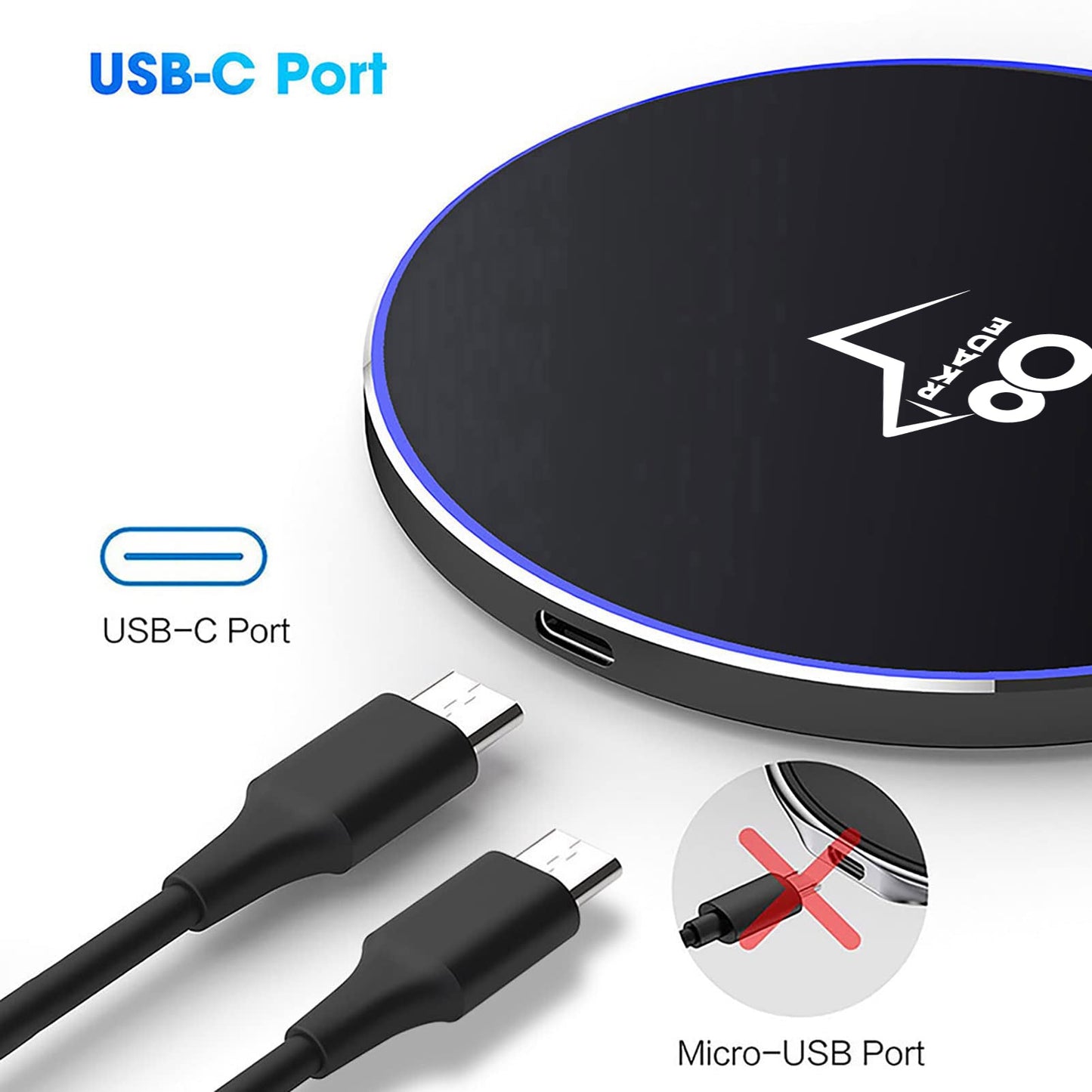 Arkade 87 W8 Wireless Charging Pad with 3.3ft Type-C USB Charging Cable