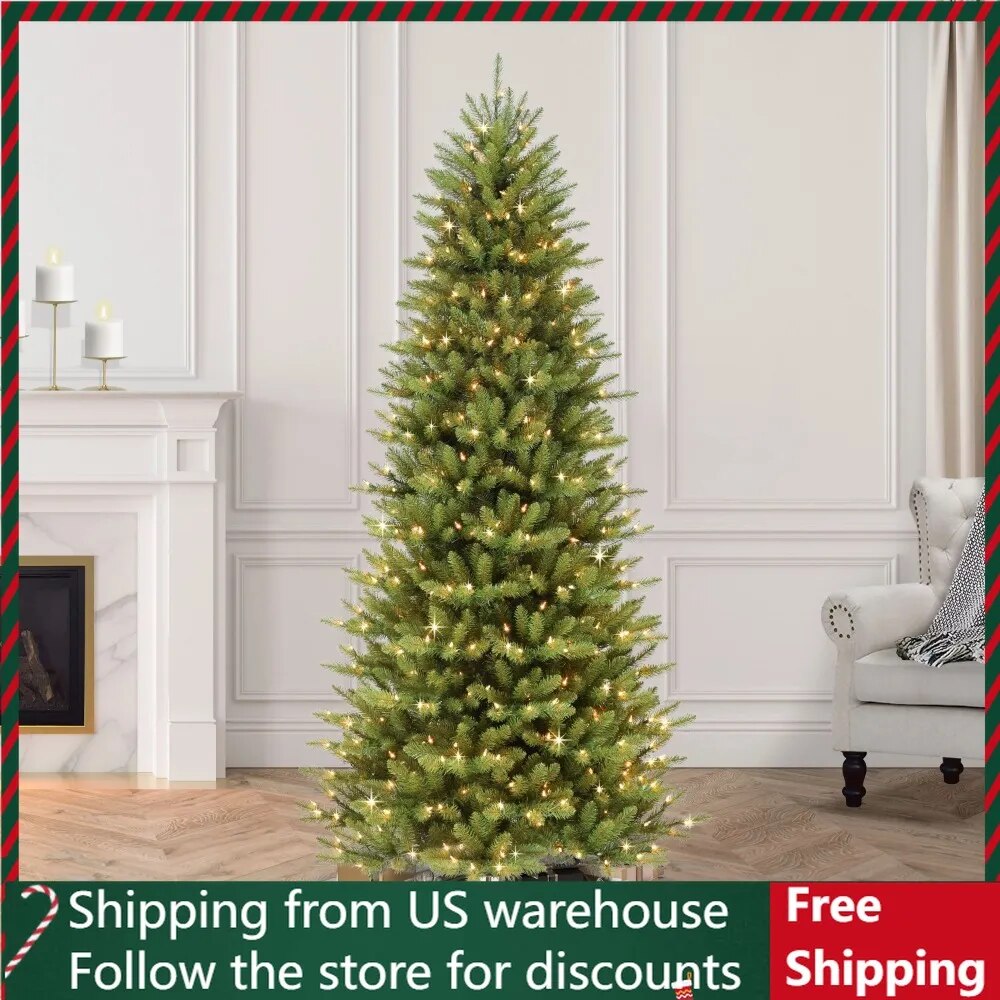 4 1/2 Ft. Pre-lit Slim Artificial Christmas Tree With 150 UL Listed Clear Lights Ornaments