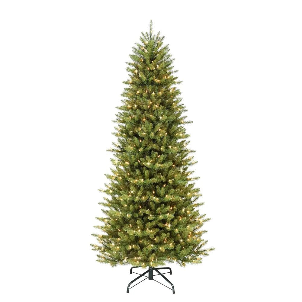 4 1/2 Ft. Pre-lit Slim Artificial Christmas Tree With 150 UL Listed Clear Lights Ornaments