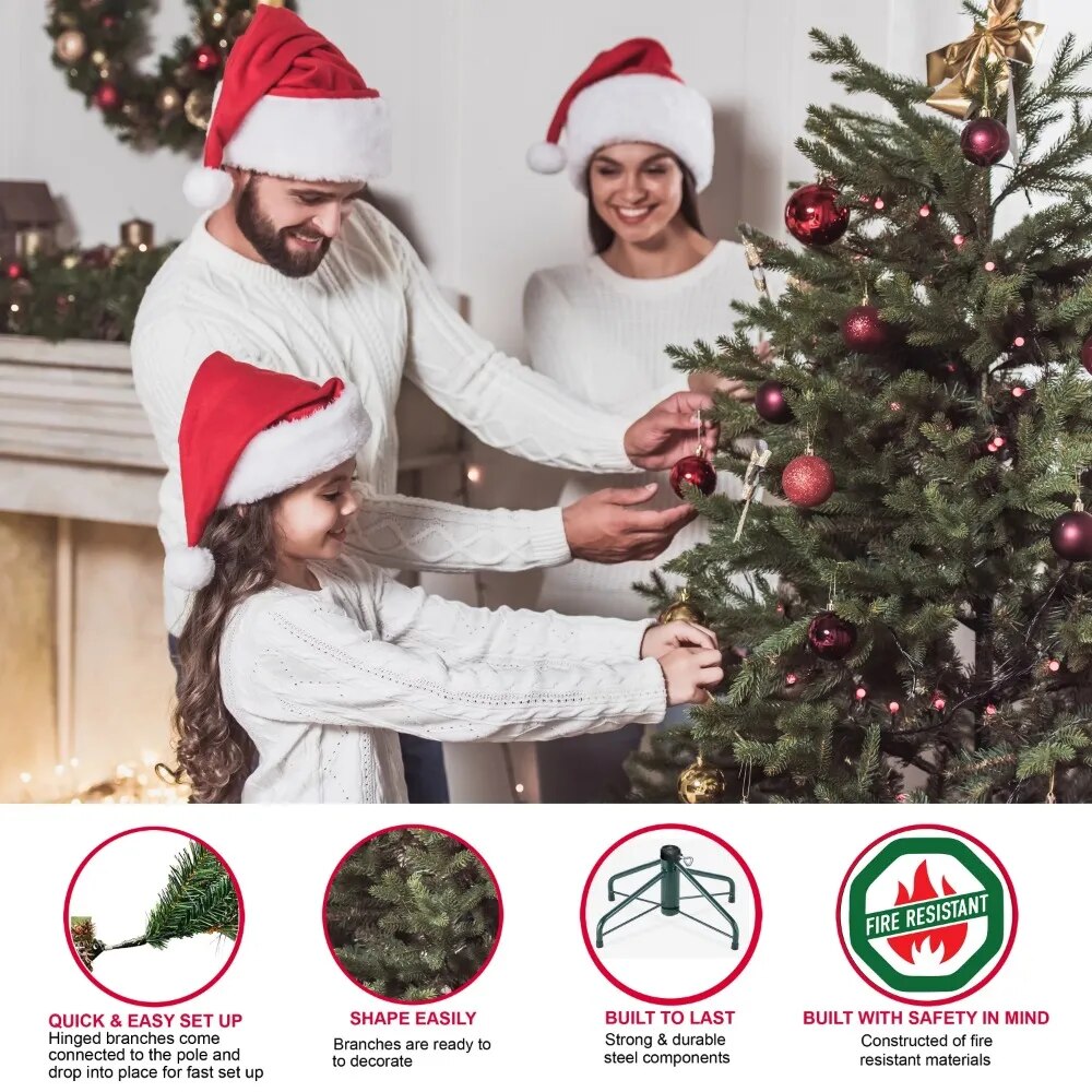 4 1/2 Ft. Pre-lit Slim Artificial Christmas Tree With 150 UL Listed Clear Lights Ornaments
