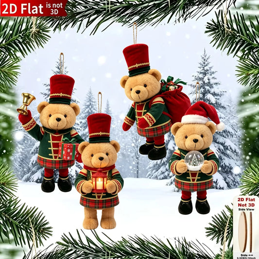 20/10 Pieces of Randomly Assorted 2D Flat Bear-Shaped Handmade Wooden
