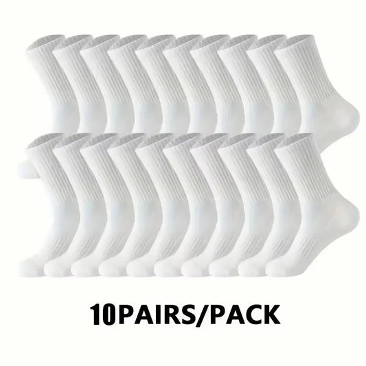 5/10/20 Pairs Solid Color Round Neck Socks
