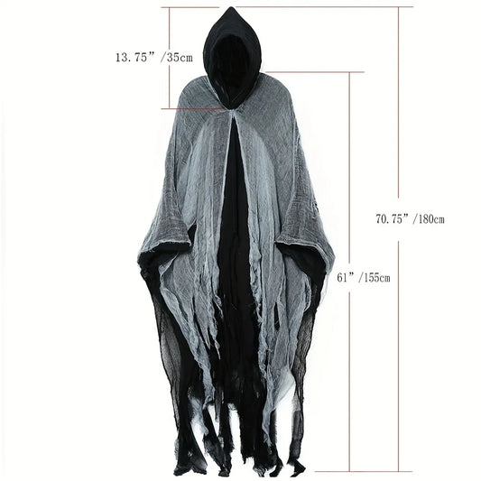 Terrifying Realistic Skeleton Halloween Cloak with Hood