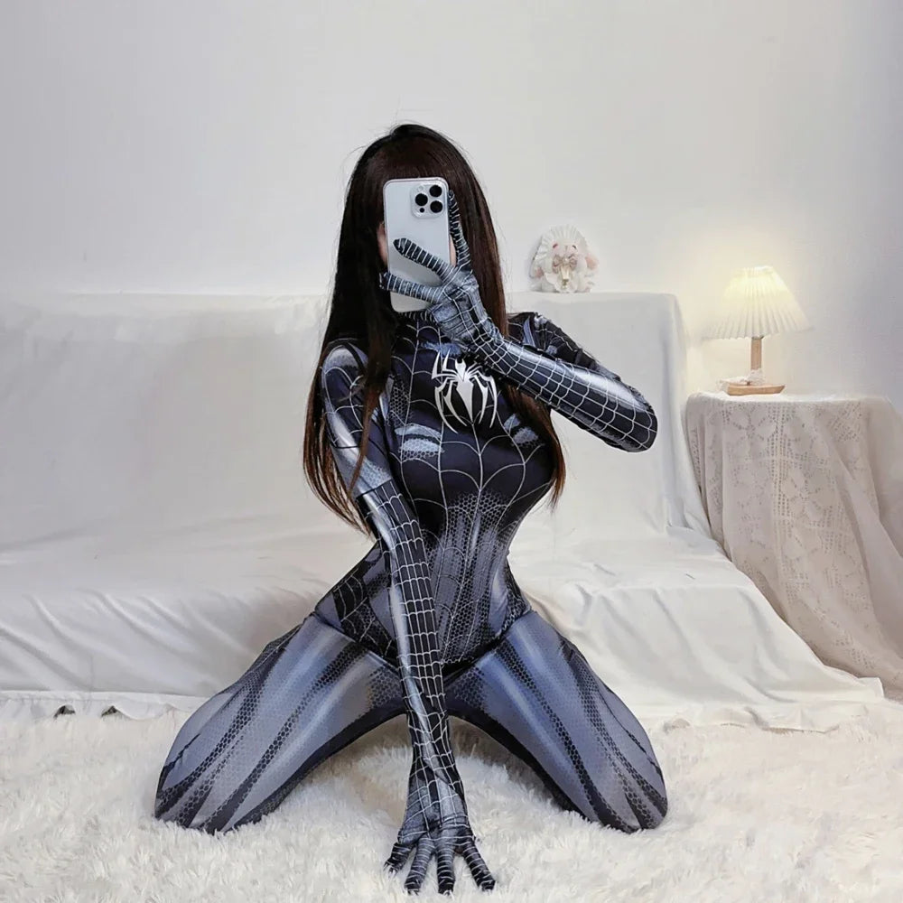 Superhero Cosplay Bodysuit Avengers Cosplay Venom Spider Man Corset for Women Girl Spandex Suit