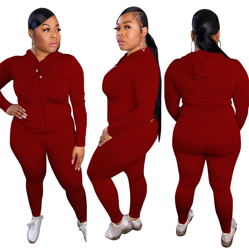 Plus Size Women two pcs set hoodies