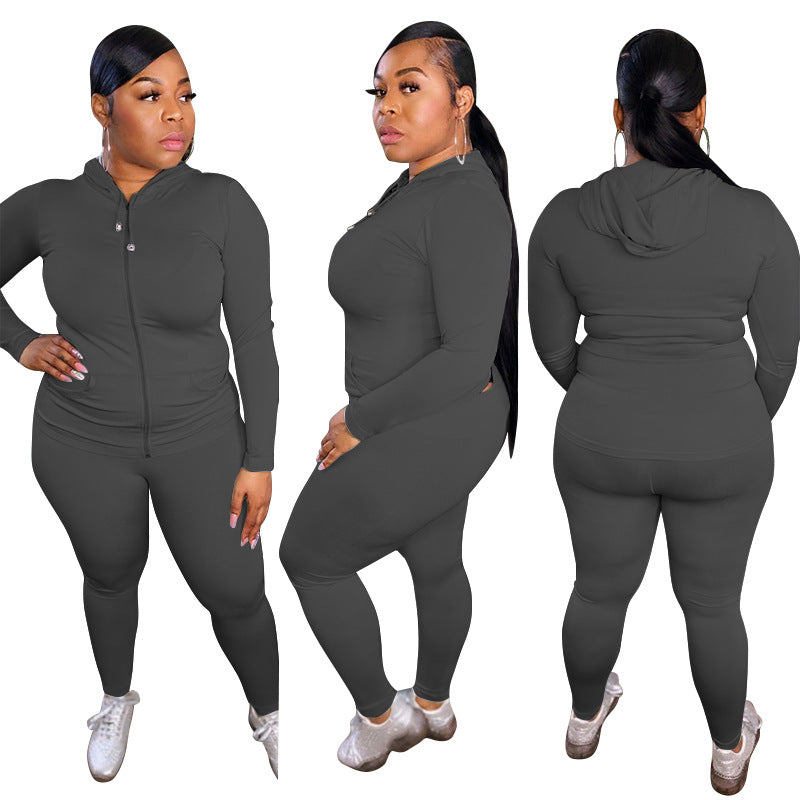 Plus Size Women two pcs set hoodies