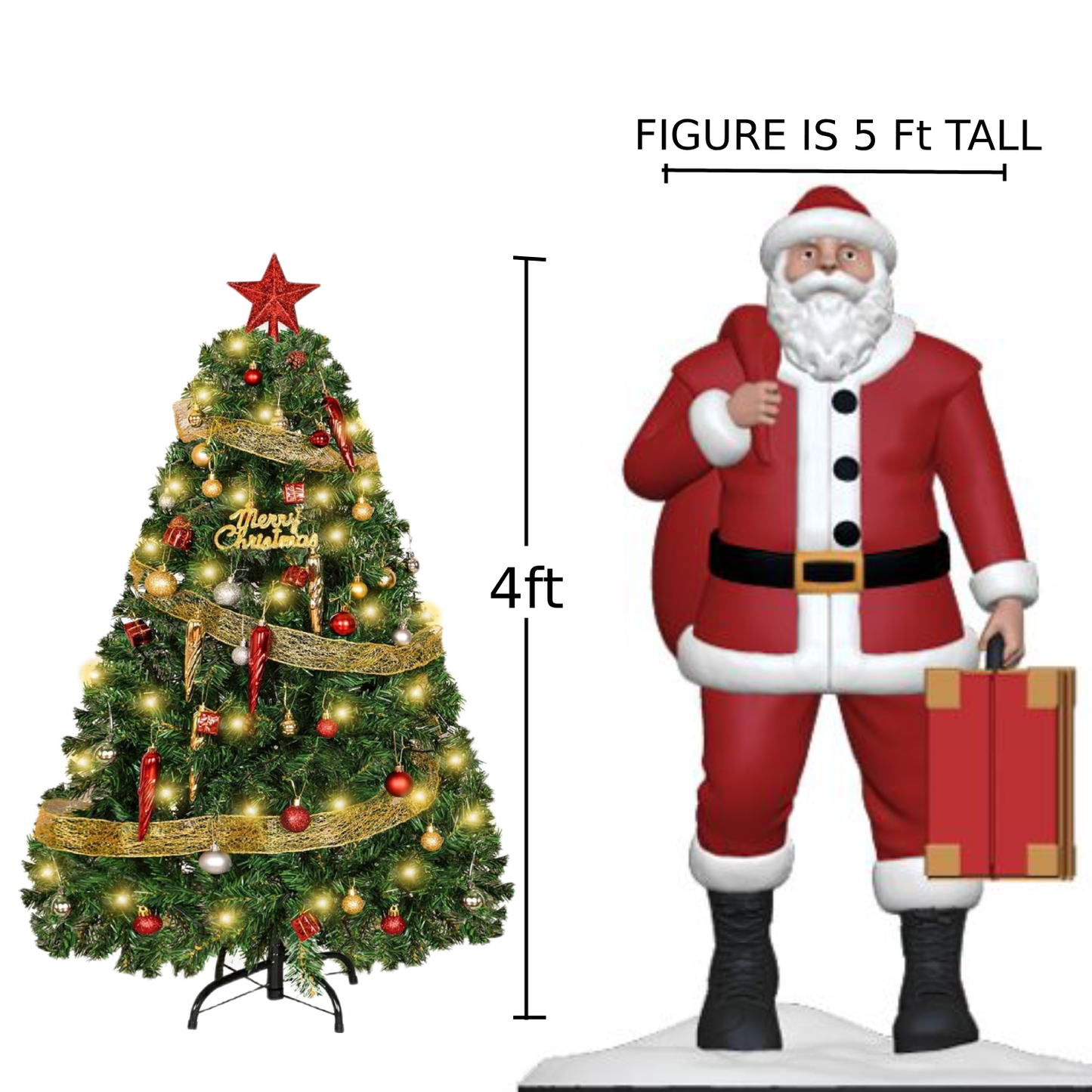 4 Ft Artificial Christmas Tree with 100 LED Lights & Assorted Ornaments | Exquisite Indoor/Outdoor Christmas Decorations | Perfect for Home Office & Holiday (4 Ft)