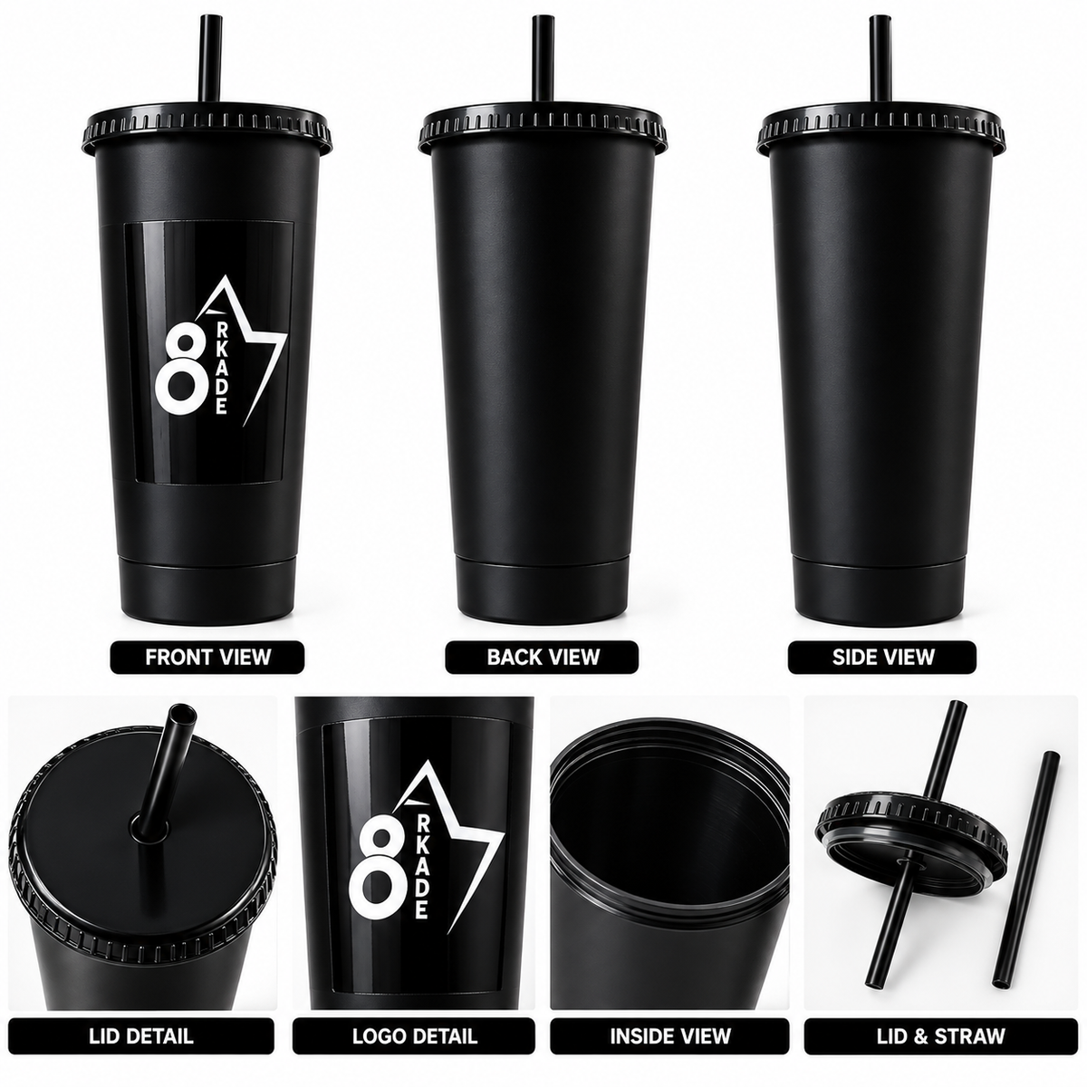 ARKADE 87 Halloween Party+ Events Black Gaming Tumbler with Lid and Straw