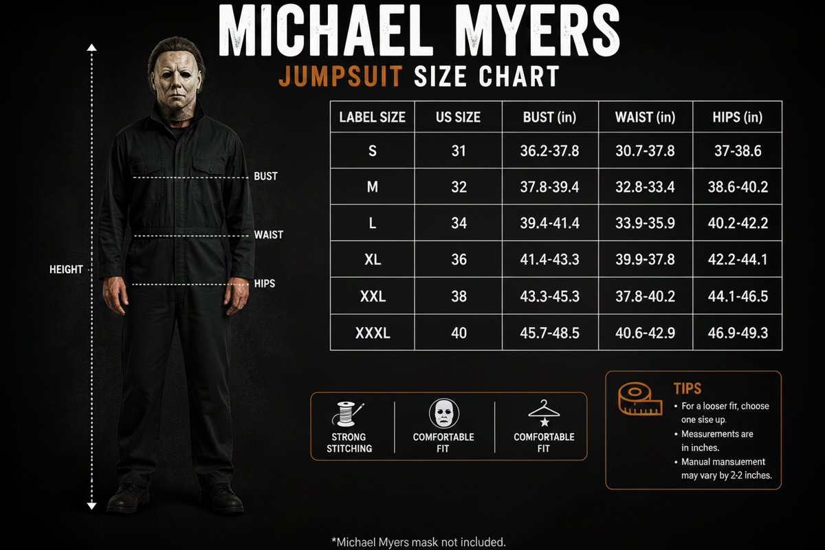 Micheal myers Terror Long Sleeve Jumpsuit, Three-Color Jumpsuit Practical with Multiple Pockets, Durable And Suitable for Daily Wear