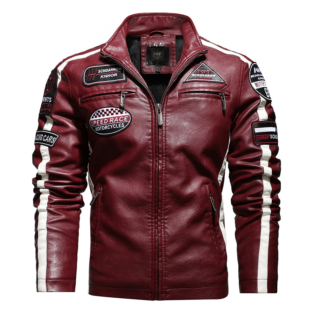 Men Vintage Outwear Biker Distressed Leather Jacket