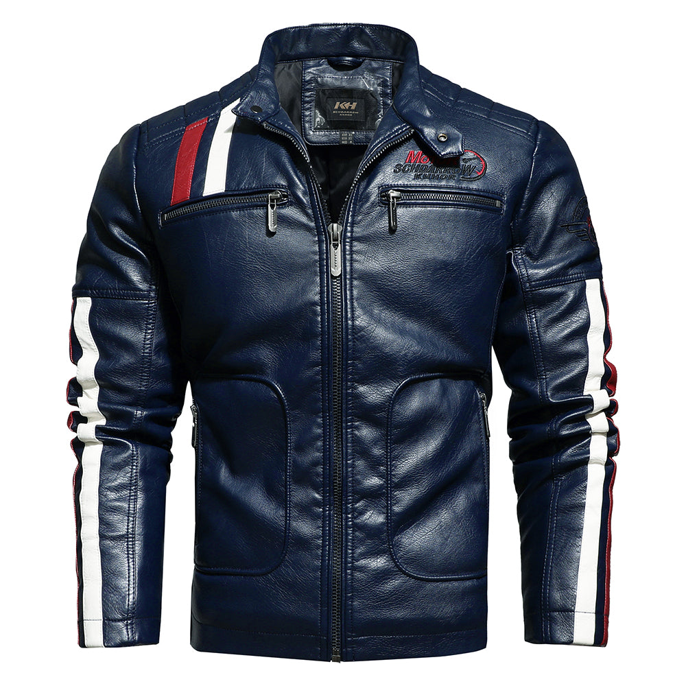 Men Vintage Outwear Biker Distressed Leather Jacket