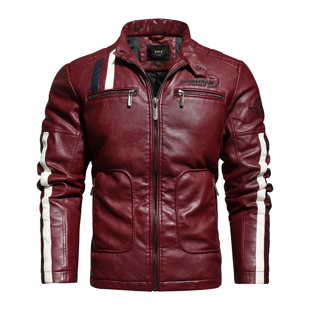 Men Vintage Outwear Biker Distressed Leather Jacket