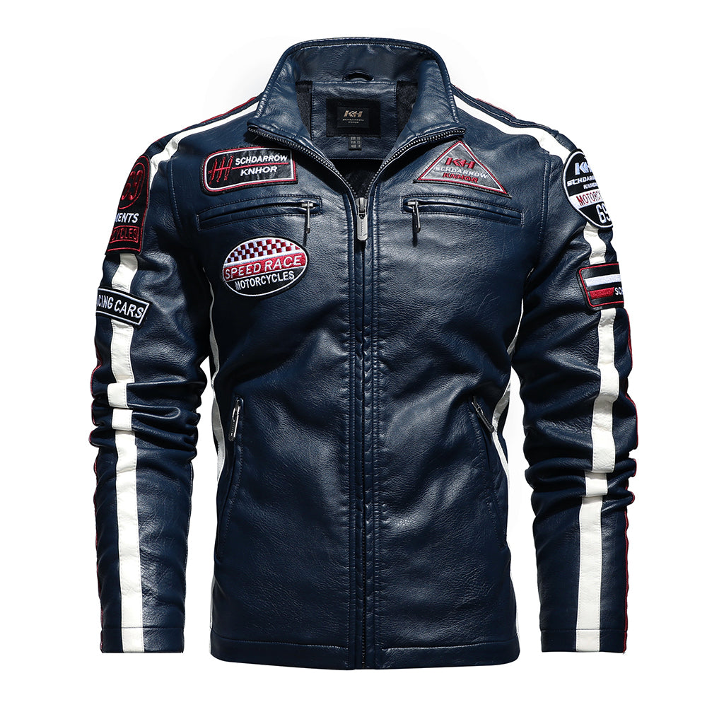 Men Vintage Outwear Biker Distressed Leather Jacket
