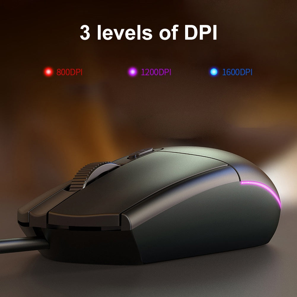 Gaming Mouse Wired 1600DPI with Breathing Light, Ergonomic Game USB Computer Mice RGB Gamer Desktop Laptop PC Gaming Mouse