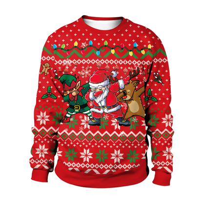 Funny Ugly Unisex Christmas sweater Festive Theme Go Jesus Its Your Birthday & Elf Print Sweatshirt Soft Gift Tops  Large  Green
