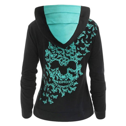Skull Printed Womens  Casual Winter Aesthetic Oversized Pullover Sweatshirts