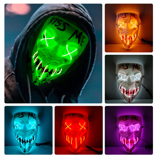 Led Halloween Mask Scary Glowing Mask Cosplay Party Costume