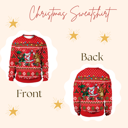 Funny Ugly Unisex Christmas sweater Festive Theme Go Jesus Its Your Birthday & Elf Print Sweatshirt Soft Gift Tops  Large  Green