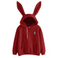 Autumn Winter Women's  Kawaii Rabbit Ears Casual Long Sleeve  Pullover Hoodies