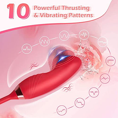 Rose Stimulator for Women - 2 in 1 Thrusting Vibrating Toy