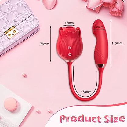 Rose Stimulator for Women - 2 in 1 Thrusting Vibrating Toy