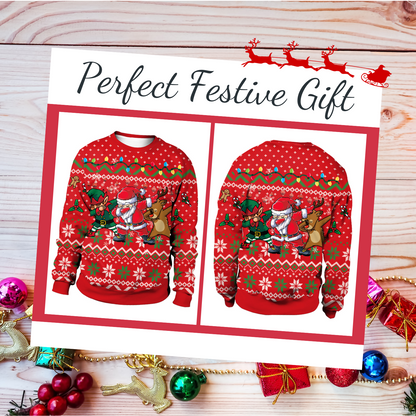 Funny Ugly Unisex Christmas sweater Festive Theme Go Jesus Its Your Birthday & Elf Print Sweatshirt Soft Gift Tops  Large  Green