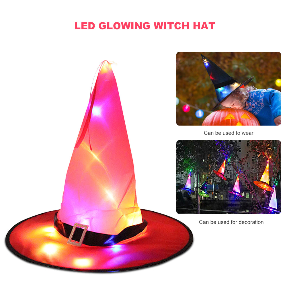 Halloween LED Luminous  Glowing Witches Hat Headdress for Children Adult Party Costume