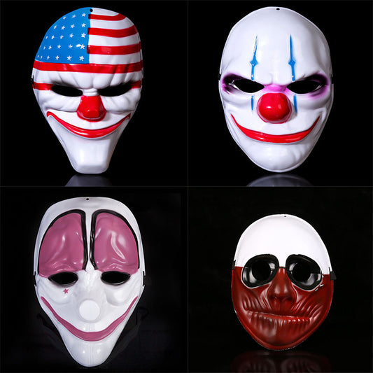 Halloween Scary Clown Payday 2 Mask Cosplay Masquerade Prop Carnival Mask Joker Dallas Wolf Hoxton Chains Movie Props Mask