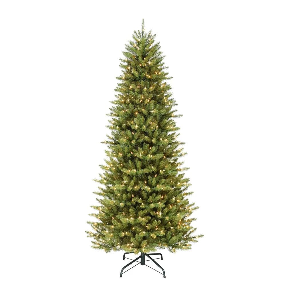 4 1/2 Ft. Pre-lit Slim Artificial Christmas Tree  With 150 UL Listed Clear Lights Ornaments