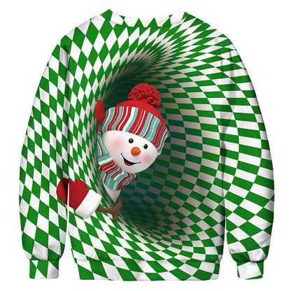 Christmas 3D Sweaters for Men Christmas Reindeer O-Neck Sweater Top Couple Clothing Holiday Women Sweatshirts