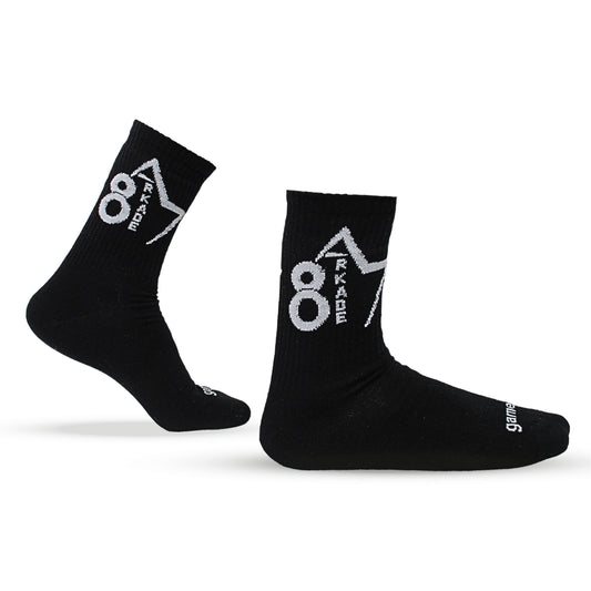 Arkade 87 Cotton Crew Athletic Jacquard Socks | Black | Medium Size | Gaming & Athlete Essential