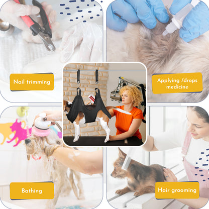 Small Dog Grooming Hammock - Pet Hammock for Grooming and Trimming Nails - With Comb, Nail Trimmer, Nail File - Dog Grooming Harness Sling for Nail Clipping - Hanging Restraint Holder for Dogs or Cat