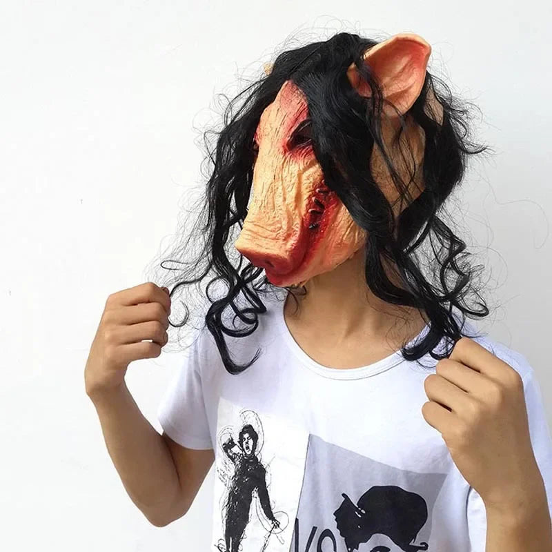 The Pig Animal Jigsaw  Headgear Horror saw Pig Mask