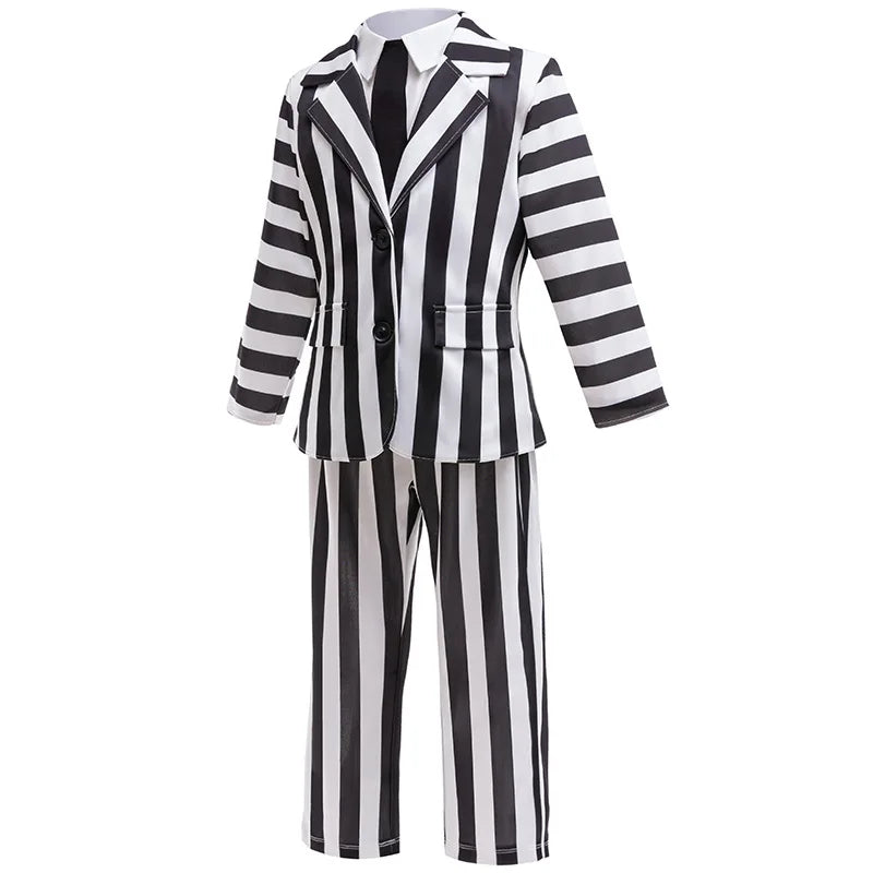New Kids Halloween Cosplay Costume Black Society Master Stripe Cosplay