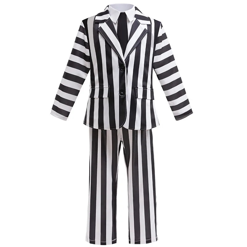 New Kids Halloween Cosplay Costume Black Society Master Stripe Cosplay