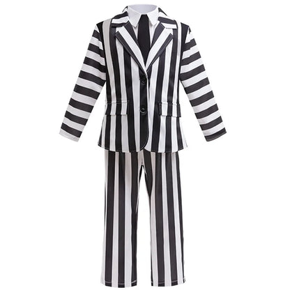 New Kids Halloween Cosplay Costume Black Society Master Stripe Cosplay