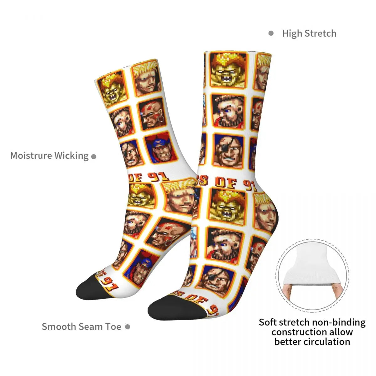 Defeated Portraits Super Street Fighter Socks Harajuku Sweat Absorbing