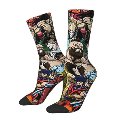 Defeated Portraits Super Street Fighter Socks Harajuku Sweat Absorbing