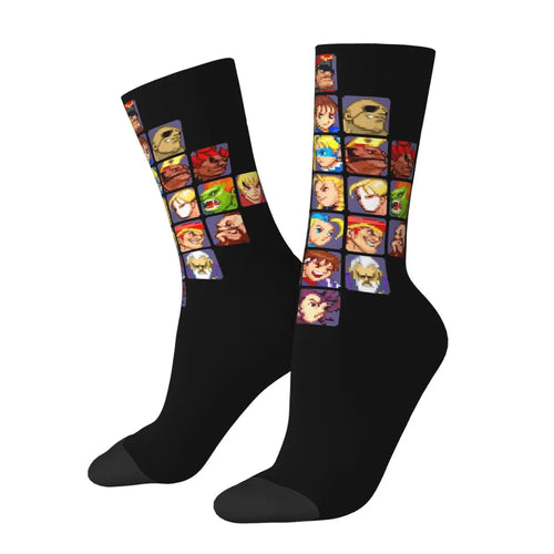 Defeated Portraits Super Street Fighter Socks Harajuku Sweat Absorbing