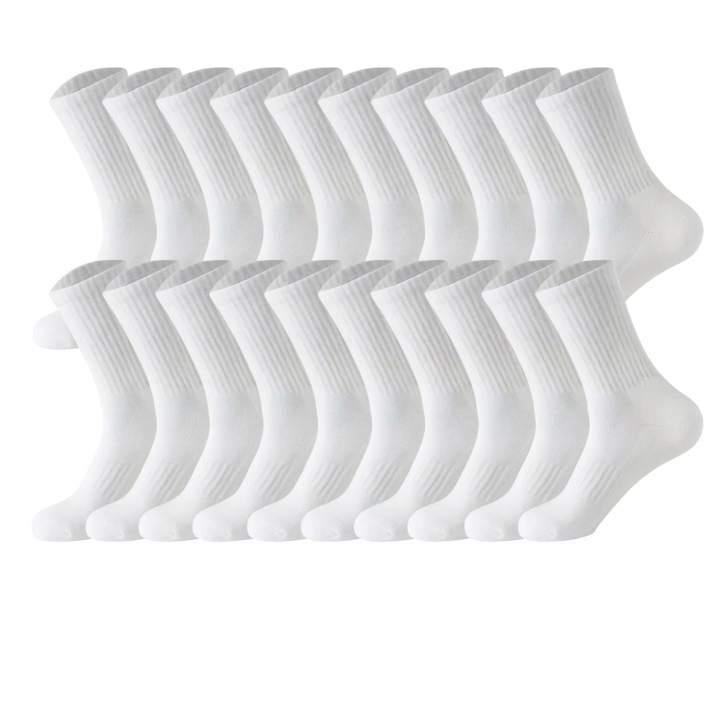 5/10/20 Pairs Solid Color Round Neck Socks