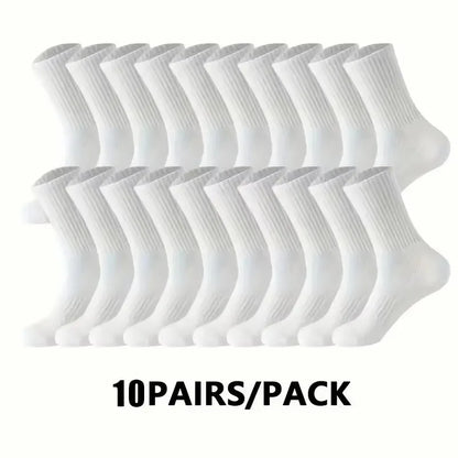 5/10/20 Pairs Solid Color Round Neck Socks