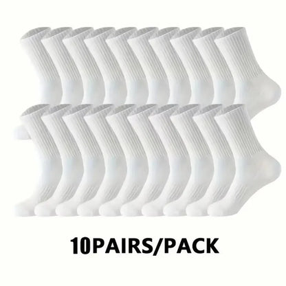 5/10/20 Pairs Solid Color Round Neck Socks