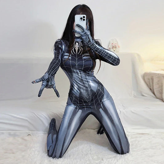 Superhero Cosplay Bodysuit Avengers Cosplay Venom Spider Man Corset for Women Girl Spandex Suit