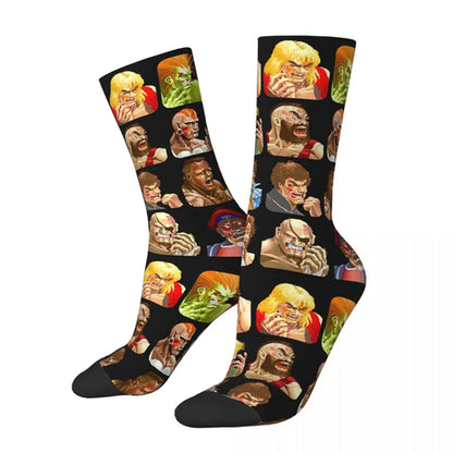 Defeated Portraits Super Street Fighter Socks Harajuku Sweat Absorbing